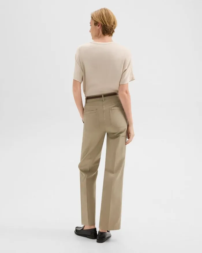 Theory Relaxed Pant In Gabardine Light Pavement Women Pants