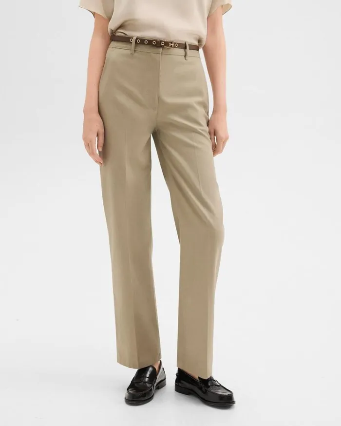 Theory Relaxed Pant In Gabardine Light Pavement Women Pants