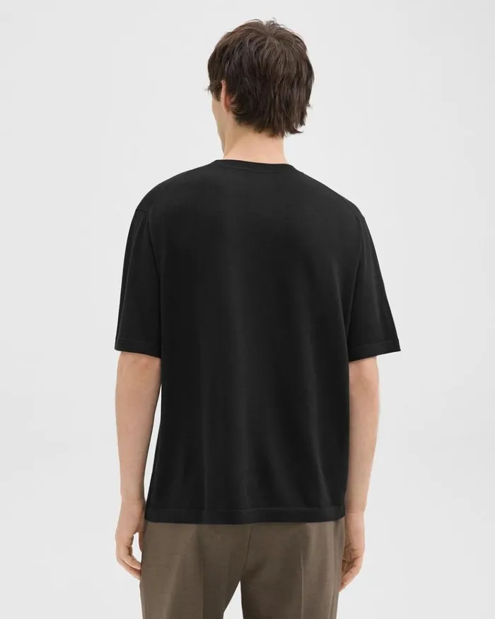 Theory Relaxed Tee In Regal Wool Black Men Sweaters Cardigans