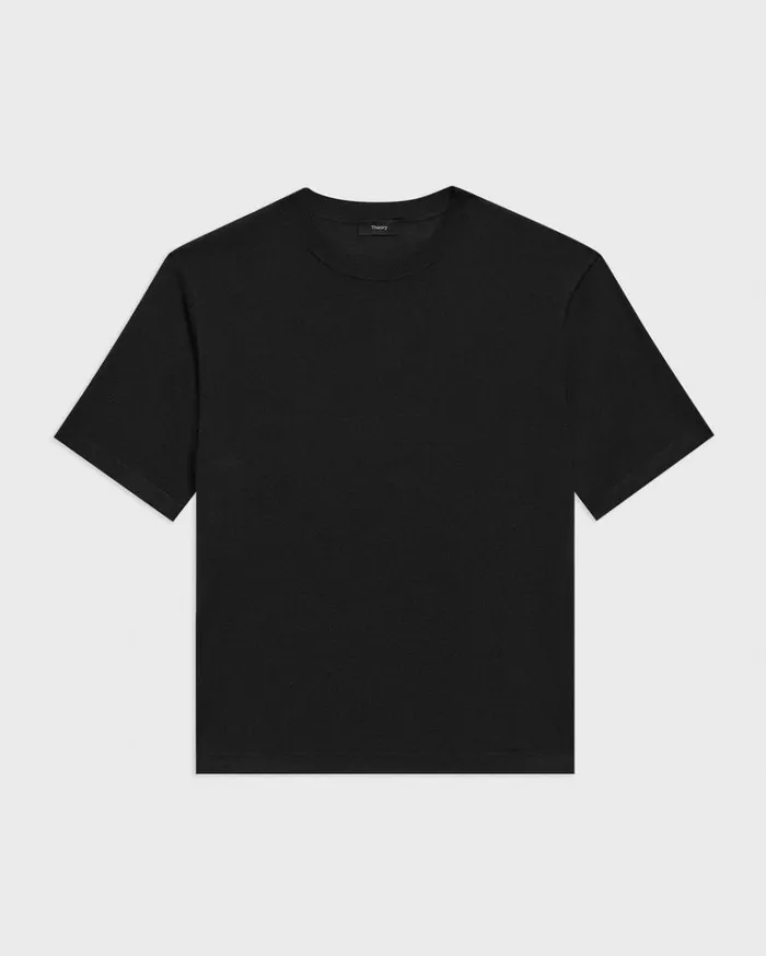 Theory Relaxed Tee In Regal Wool Black Men Sweaters Cardigans