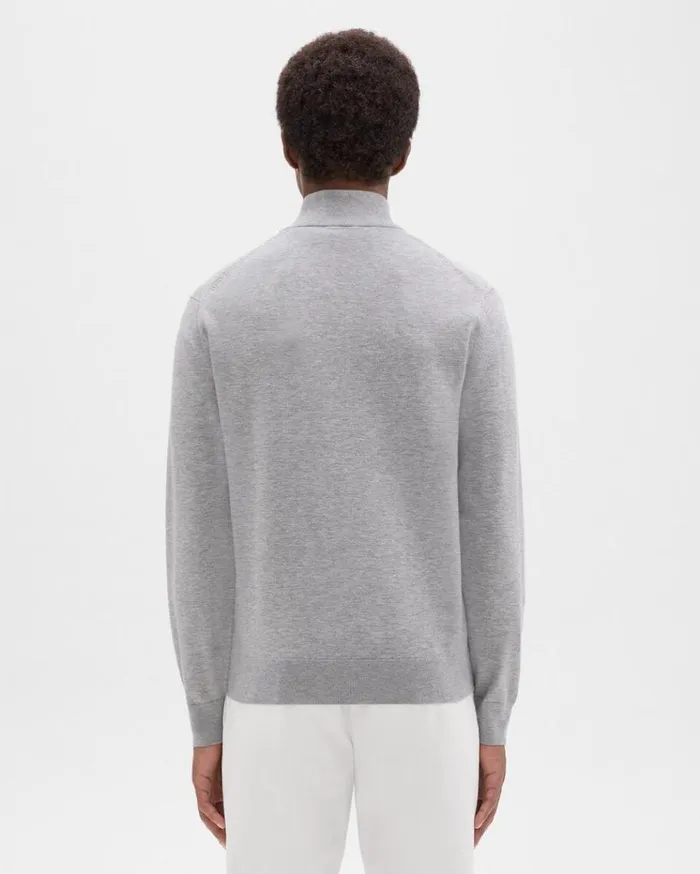 Theory Riland QuarterZip Sweater In Light Bilen Light Grey Heather Men Sweaters Cardigans Theory Riland QuarterZip Sweater In Light Bilen Light Grey Heather Men Sweaters Cardigans