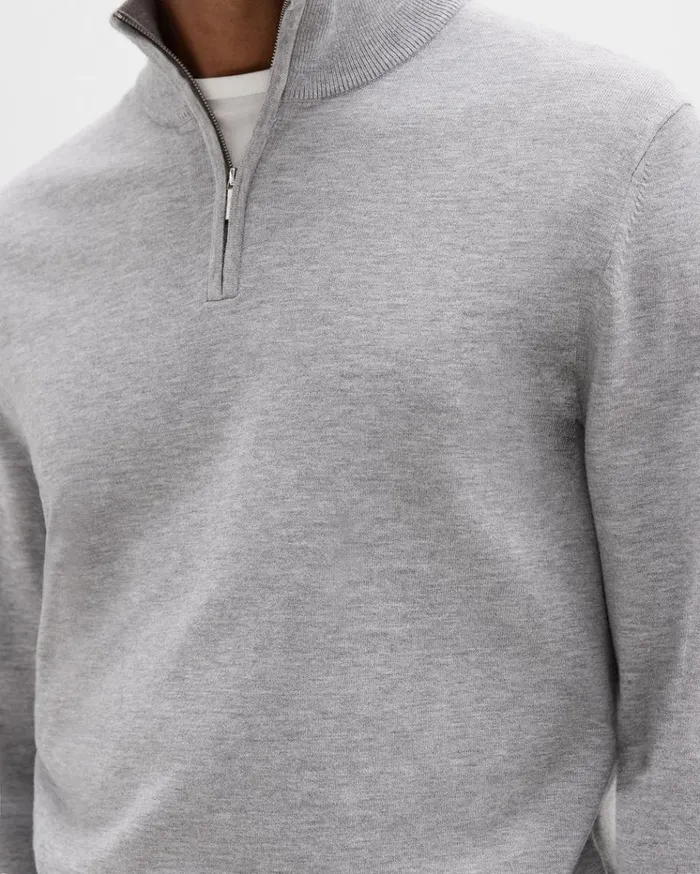 Theory Riland QuarterZip Sweater In Light Bilen Light Grey Heather Men Sweaters Cardigans Theory Riland QuarterZip Sweater In Light Bilen Light Grey Heather Men Sweaters Cardigans