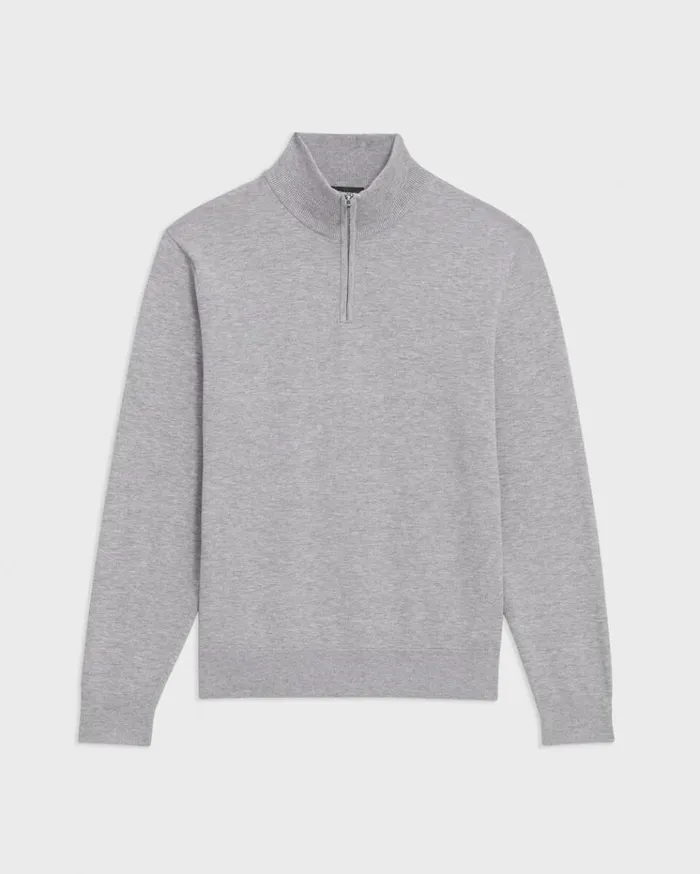 Theory Riland QuarterZip Sweater In Light Bilen Light Grey Heather Men Sweaters Cardigans Theory Riland QuarterZip Sweater In Light Bilen Light Grey Heather Men Sweaters Cardigans