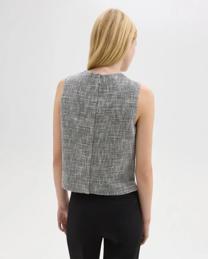 Theory Shell Top In Canvas Tweed Black Multi Women Tops Theory Shell Top In Canvas Tweed Black Multi Women Tops