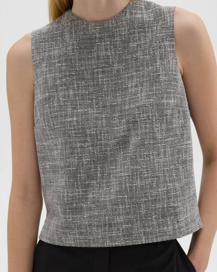 Theory Shell Top In Canvas Tweed Black Multi Women Tops Theory Shell Top In Canvas Tweed Black Multi Women Tops