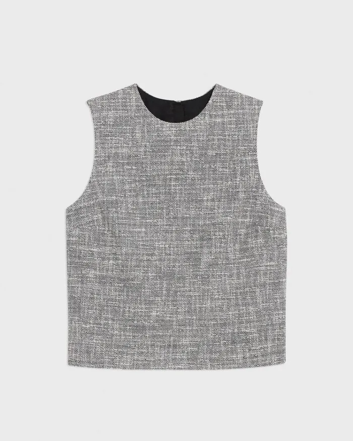 Theory Shell Top In Canvas Tweed Black Multi Women Tops Theory Shell Top In Canvas Tweed Black Multi Women Tops
