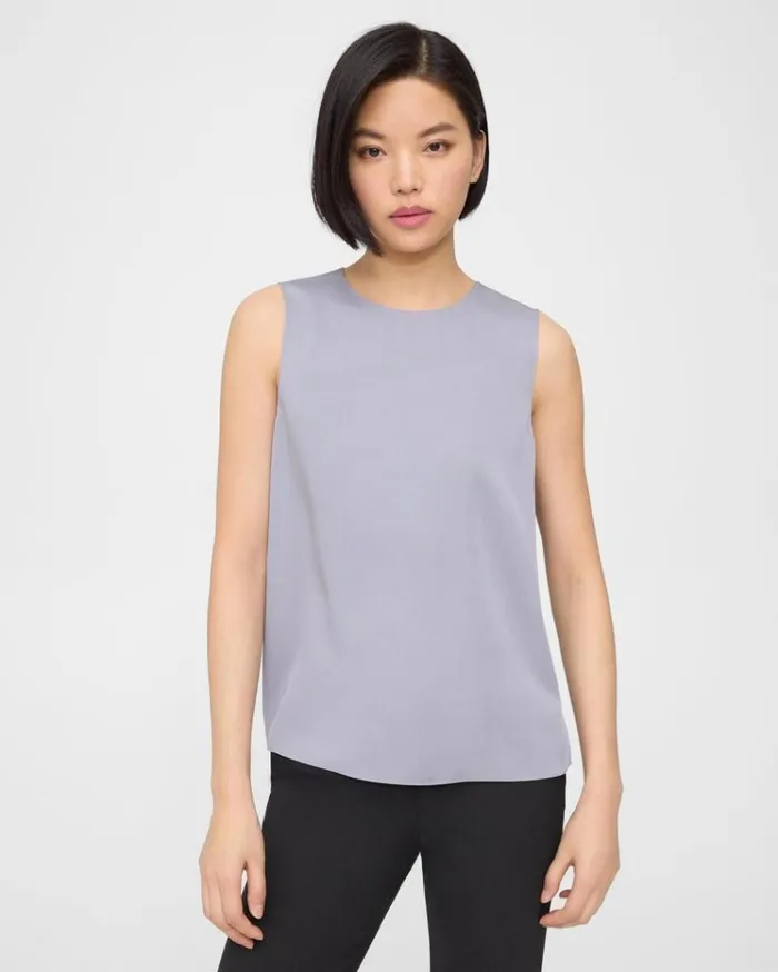 Theory Shell Top In Silk Georgette Verbena Women Tops