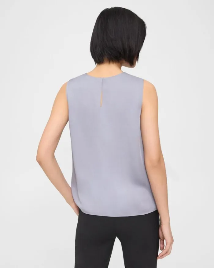Theory Shell Top In Silk Georgette Verbena Women Tops