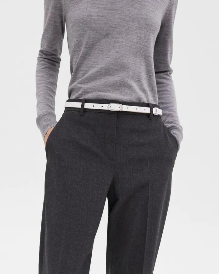 Theory Skinny Oblong Belt In Leather White Women Shoes Theory Skinny Oblong Belt In Leather White Women Shoes