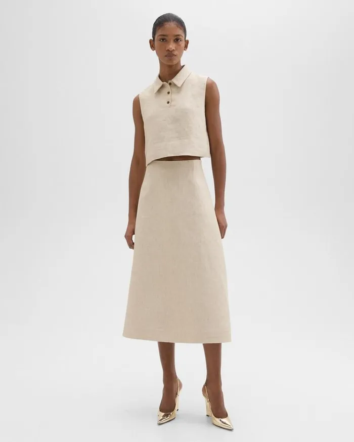 Theory Sleeveless Polo In Basket Weave Linen Straw Women Tops Theory Sleeveless Polo In Basket Weave Linen Straw Women Tops