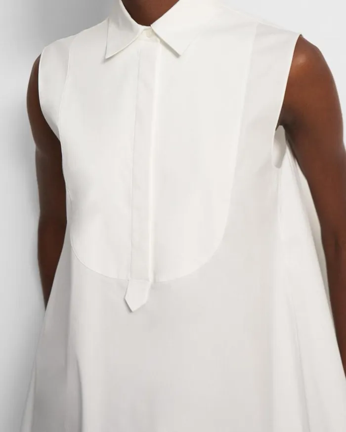 Theory Sleeveless Tunic Dress In Good Cotton White Women Dresses