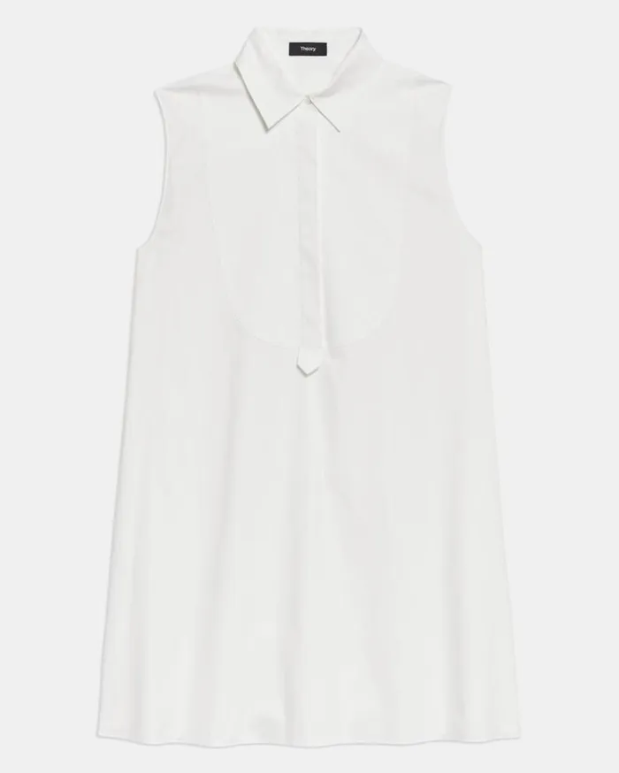 Theory Sleeveless Tunic Dress In Good Cotton White Women Dresses