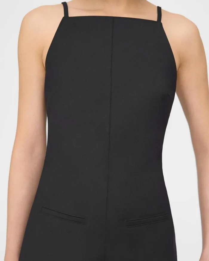 Theory Square Neck Dress In CottonBlend Black Women Dresses Theory Square Neck Dress In CottonBlend Black Women Dresses