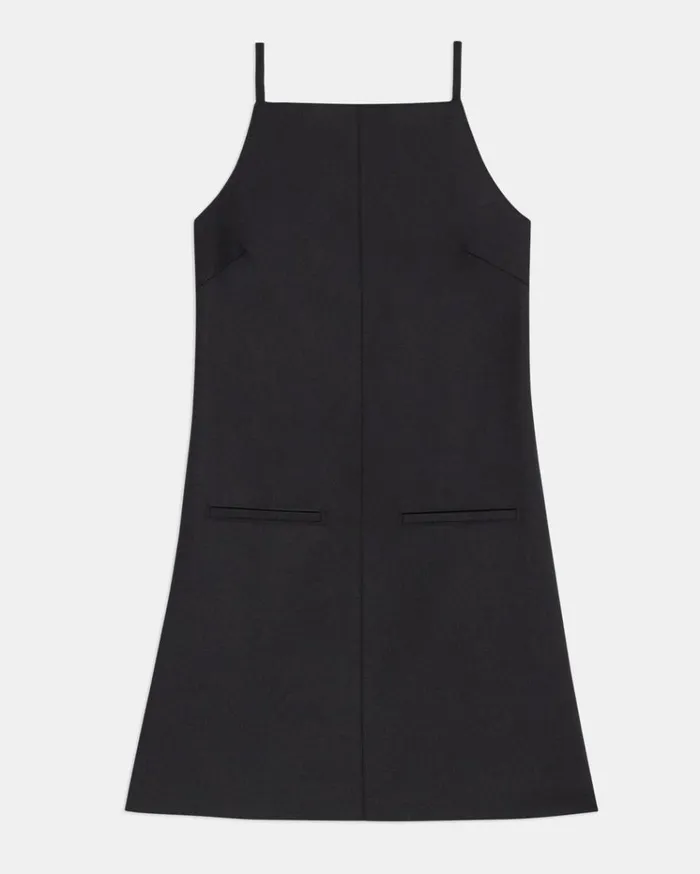 Theory Square Neck Dress In CottonBlend Black Women Dresses Theory Square Neck Dress In CottonBlend Black Women Dresses