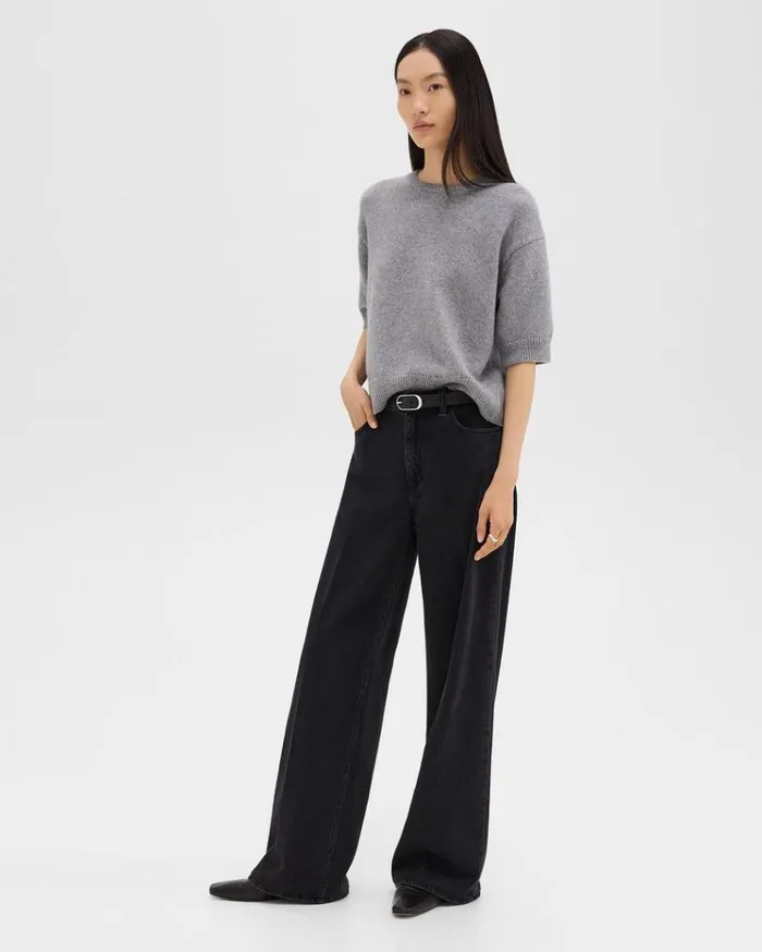 Theory StraightLeg 5Pocket Pant In Denim Washed Black Women Pants