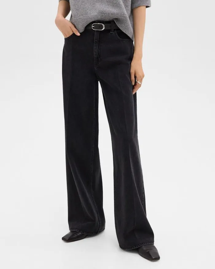 Theory StraightLeg 5Pocket Pant In Denim Washed Black Women Pants