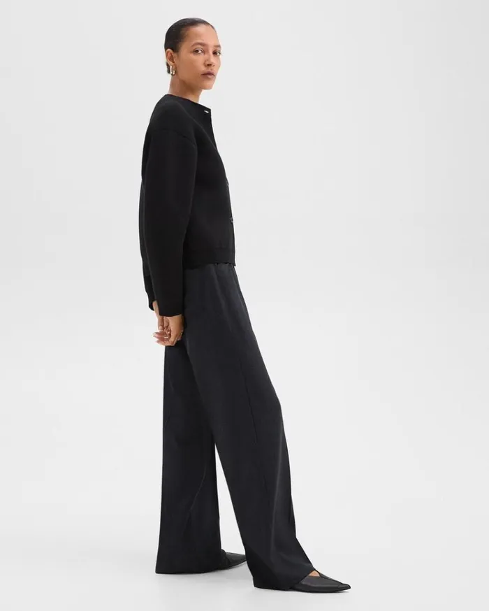 Theory StraightLeg 5Pocket Pant In Stretch Flannel Charcoal Melange Women Pants Theory StraightLeg 5Pocket Pant In Stretch Flannel Charcoal Melange Women Pants