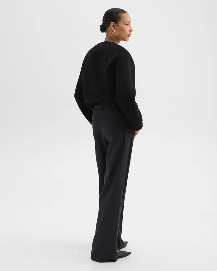 Theory StraightLeg 5Pocket Pant In Stretch Flannel Charcoal Melange Women Pants Theory StraightLeg 5Pocket Pant In Stretch Flannel Charcoal Melange Women Pants