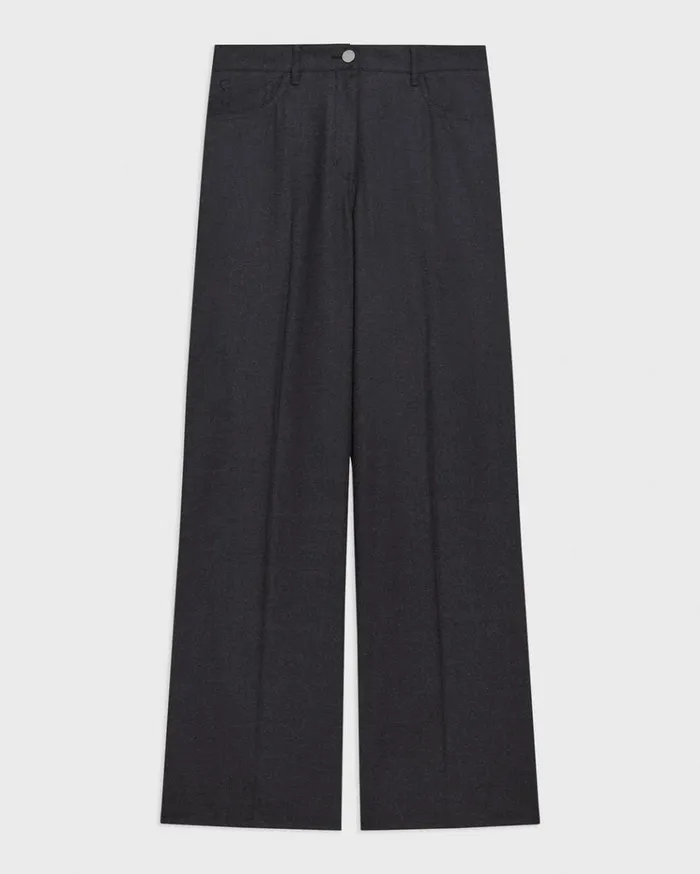 Theory StraightLeg 5Pocket Pant In Stretch Flannel Charcoal Melange Women Pants Theory StraightLeg 5Pocket Pant In Stretch Flannel Charcoal Melange Women Pants