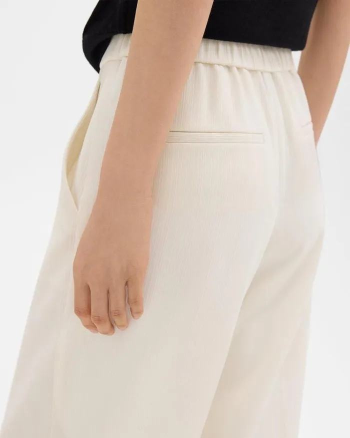Theory Straight PullOn Pant In Striped Admiral Crepe Rice Women Pants