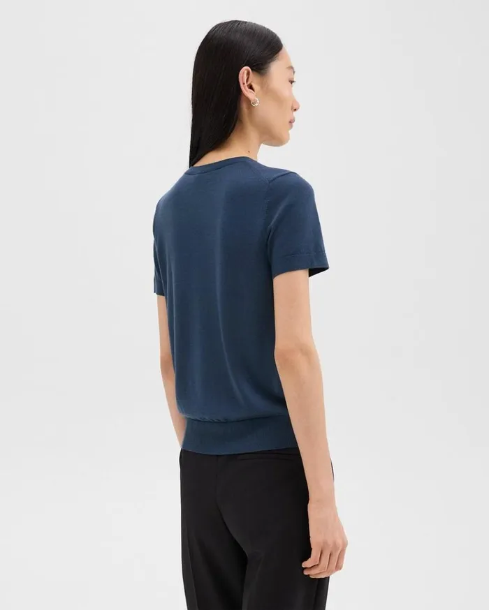 Theory Sweater Tee In Regal Wool Ash Blue Women TShirts Tank Tops
