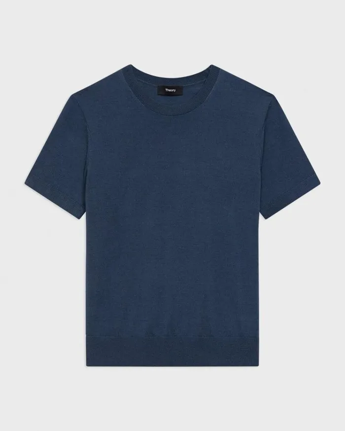 Theory Sweater Tee In Regal Wool Ash Blue Women TShirts Tank Tops