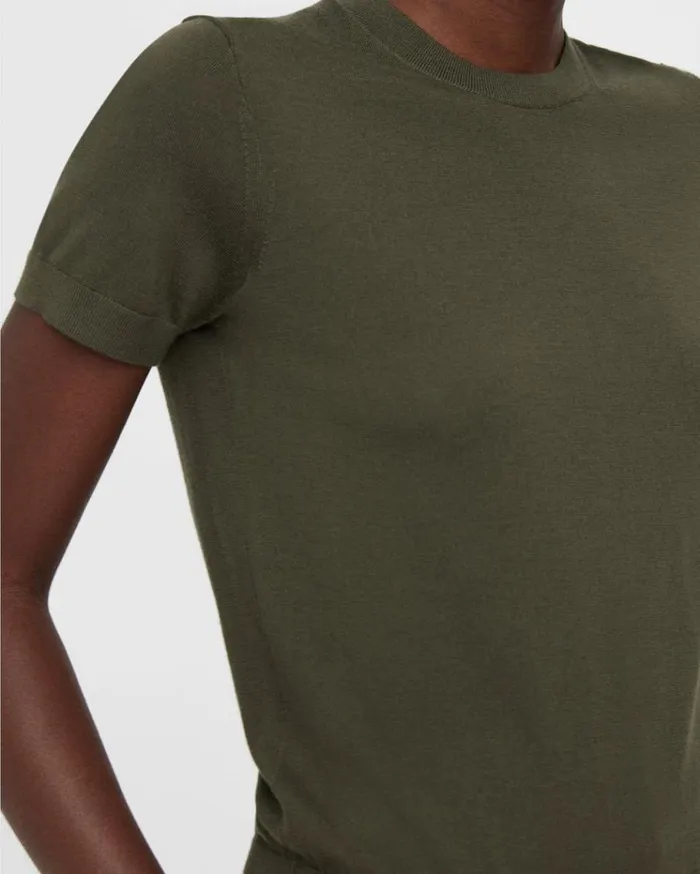 Theory Sweater Tee In Regal Wool Dark Olive Women TShirts Tank Tops