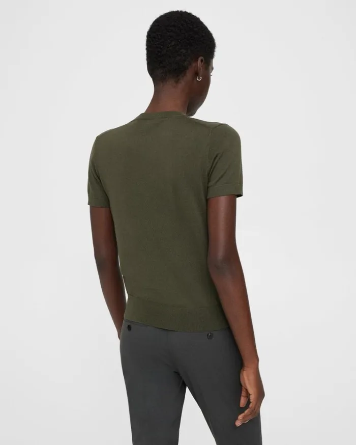 Theory Sweater Tee In Regal Wool Dark Olive Women TShirts Tank Tops