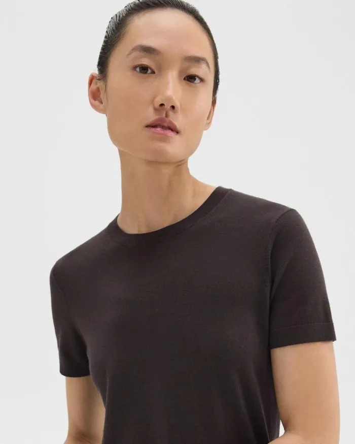 Theory Sweater Tee In Regal Wool Mink Women TShirts Tank Tops