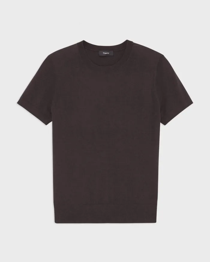 Theory Sweater Tee In Regal Wool Mink Women TShirts Tank Tops