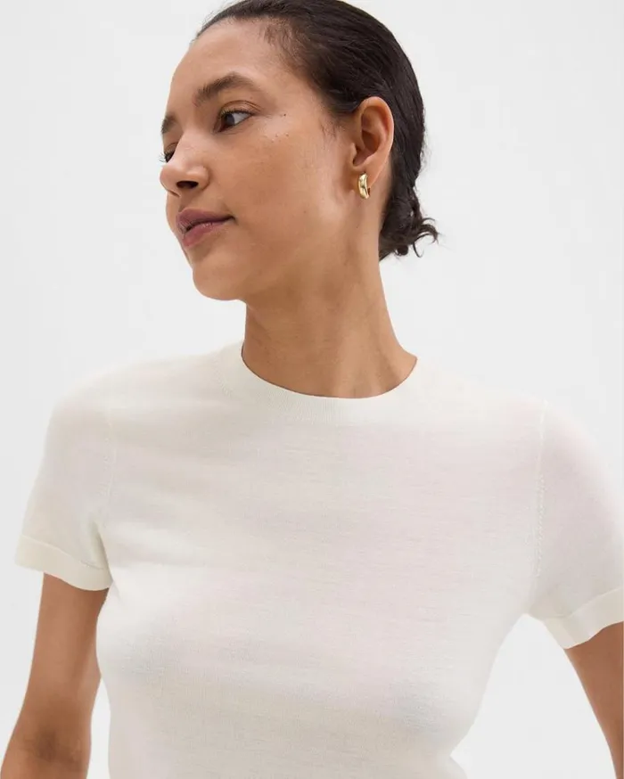 Theory Sweater Tee In Regal Wool New Ivory Women TShirts Tank Tops