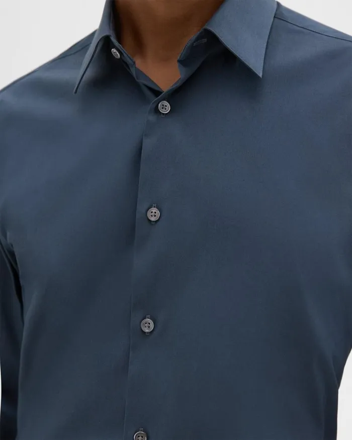 Theory Sylvain Shirt In Structure Knit Deep Sea Blue Men Shirts Theory Sylvain Shirt In Structure Knit Deep Sea Blue Men Shirts