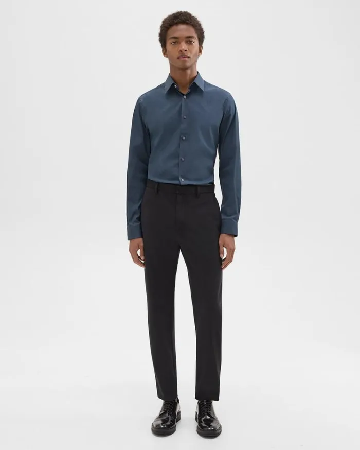 Theory Sylvain Shirt In Structure Knit Deep Sea Blue Men Shirts Theory Sylvain Shirt In Structure Knit Deep Sea Blue Men Shirts