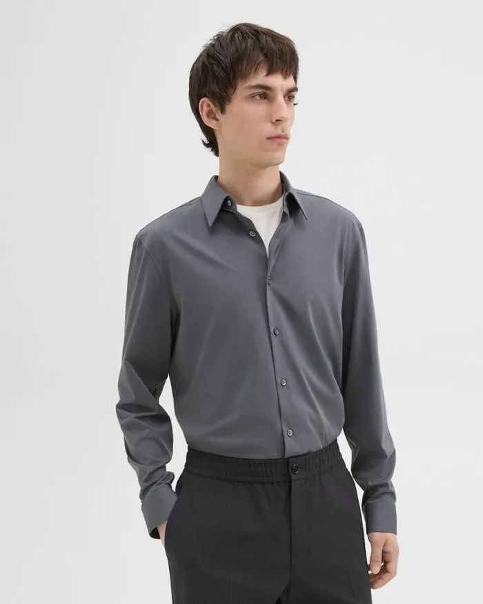 Theory Sylvain Shirt In Structure Knit Pestle Men Shirts Theory Sylvain Shirt In Structure Knit Pestle Men Shirts