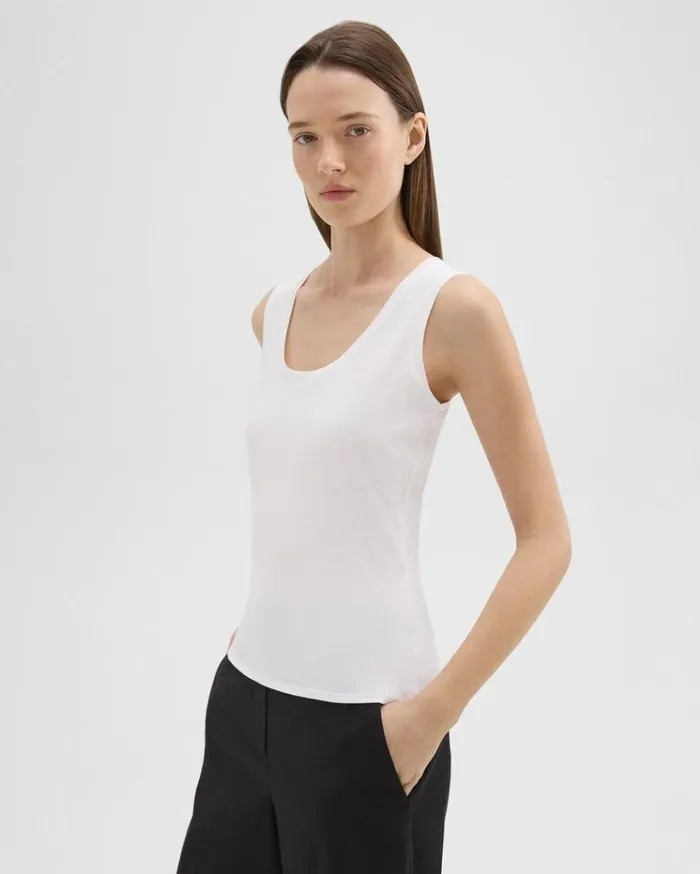 Theory Tiny Tank In Organic Cotton White Women TShirts Tank Tops Theory Tiny Tank In Organic Cotton White Women TShirts Tank Tops