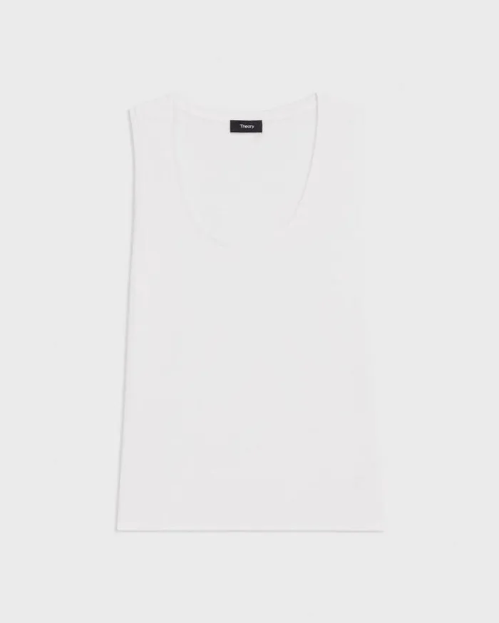 Theory Tiny Tank In Organic Cotton White Women TShirts Tank Tops Theory Tiny Tank In Organic Cotton White Women TShirts Tank Tops