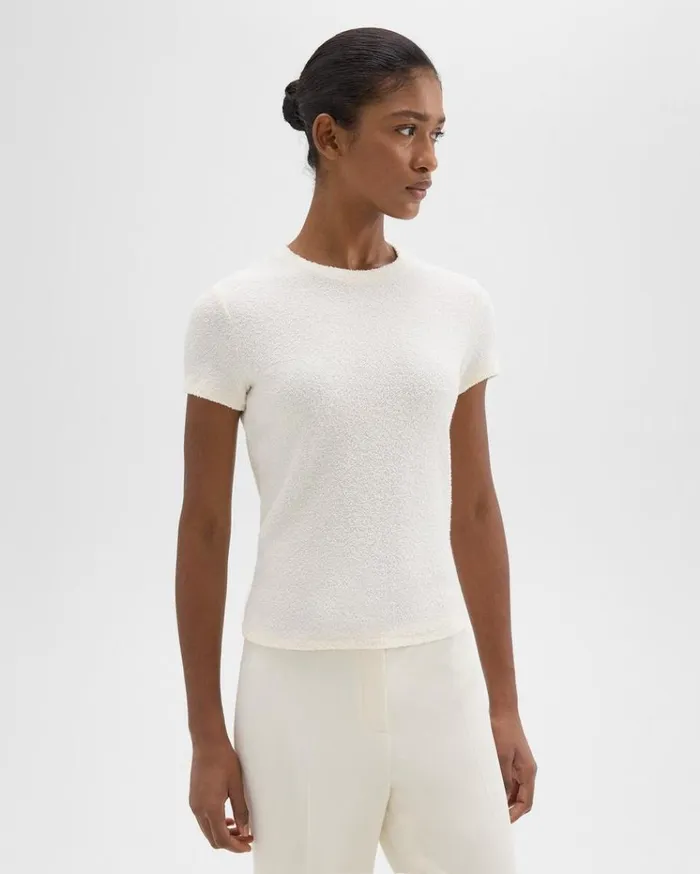 Theory Tiny Tee In Boucl Jersey Ivory Women TShirts Tank Tops Theory Tiny Tee In Boucl Jersey Ivory Women TShirts Tank Tops