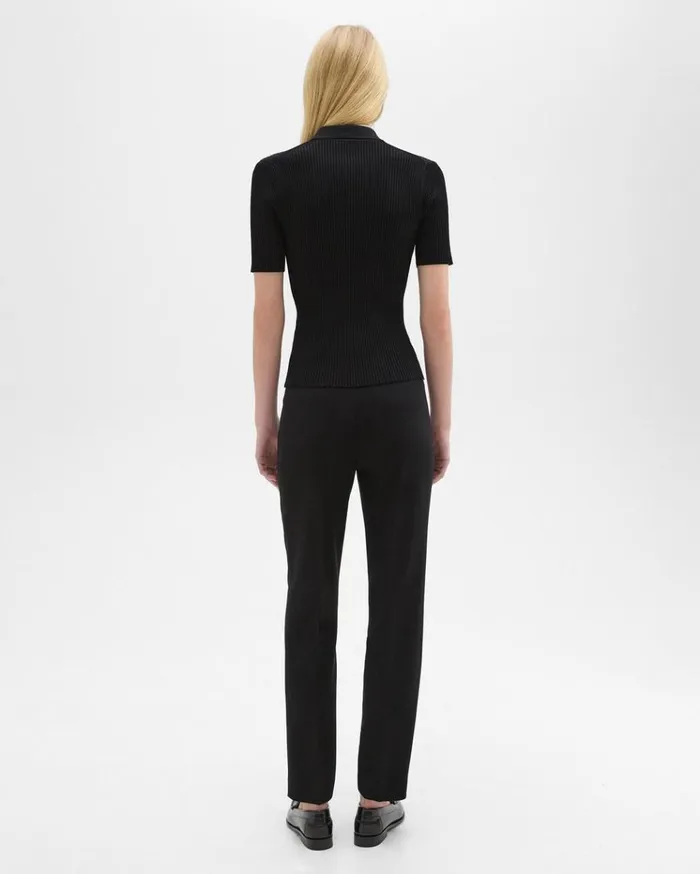 Theory Treeca Full Length Pant In Admiral Crepe Black Women Pants