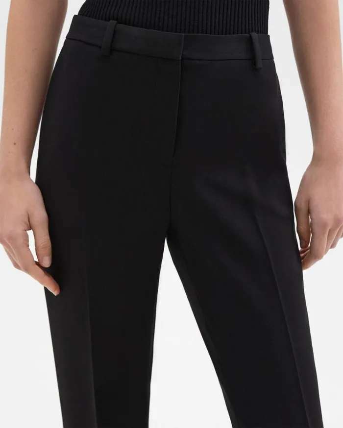 Theory Treeca Full Length Pant In Admiral Crepe Black Women Pants