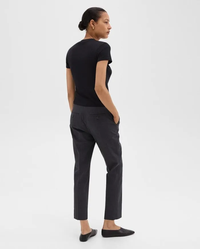 Theory Treeca Pant In Good Wool Charcoal Melange Women Pants