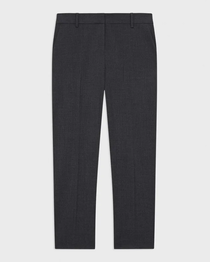 Theory Treeca Pant In Good Wool Charcoal Melange Women Pants