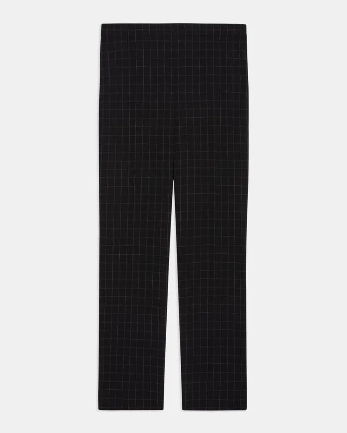 Theory Treeca PullOn Pant In Checked Crepe Black Multi Women Pants
