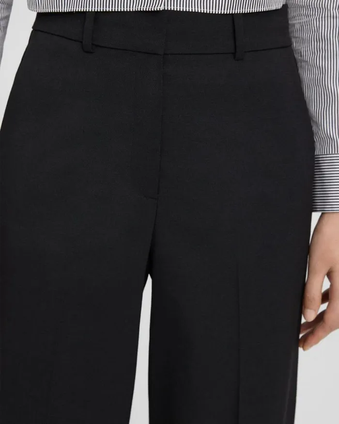 Theory WideLeg Pant In Textured Gabardine Black Women Pants Theory WideLeg Pant In Textured Gabardine Black Women Pants