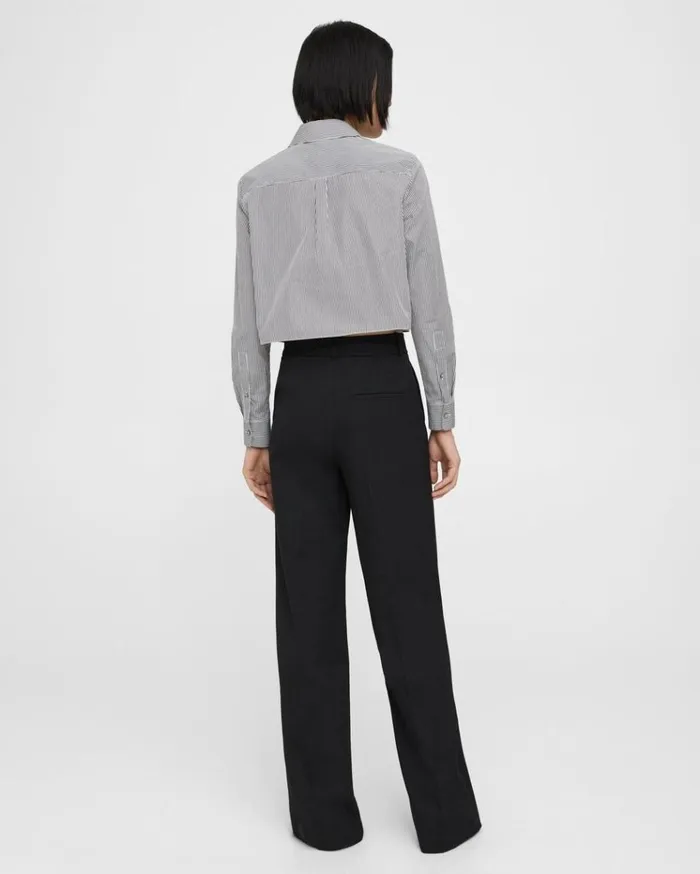 Theory WideLeg Pant In Textured Gabardine Black Women Pants Theory WideLeg Pant In Textured Gabardine Black Women Pants