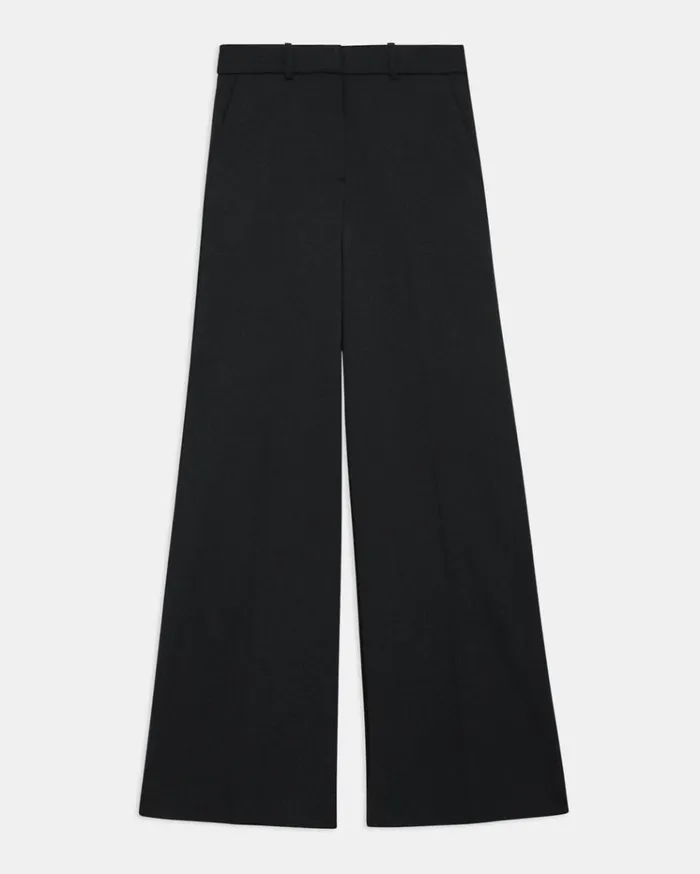 Theory WideLeg Pant In Textured Gabardine Black Women Pants Theory WideLeg Pant In Textured Gabardine Black Women Pants