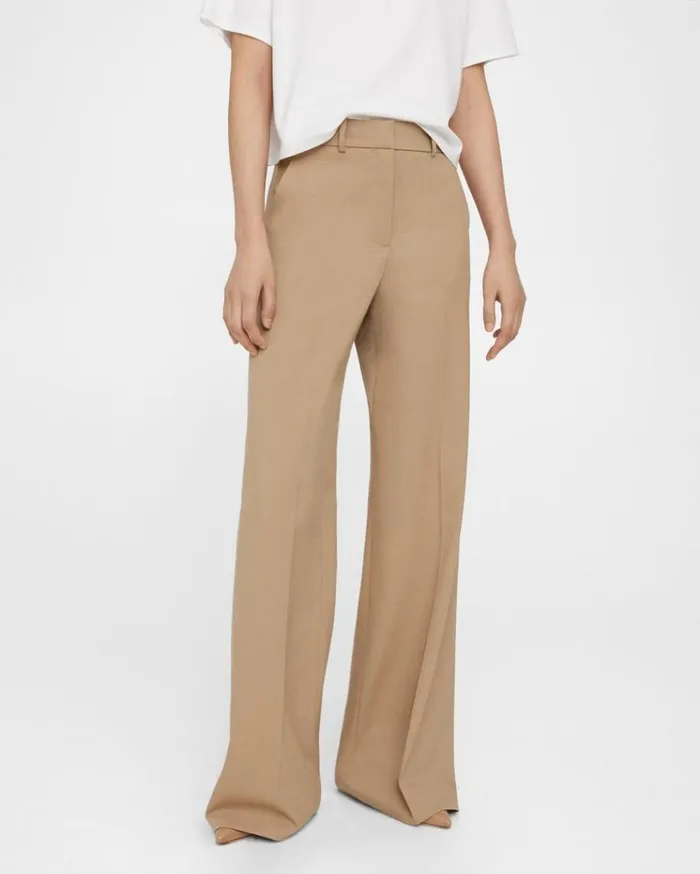 Theory WideLeg Pant In Textured Gabardine Palomino Women Pants Theory WideLeg Pant In Textured Gabardine Palomino Women Pants