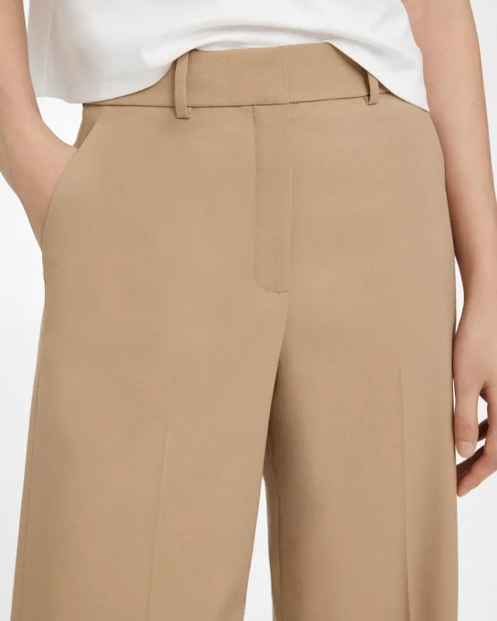 Theory WideLeg Pant In Textured Gabardine Palomino Women Pants Theory WideLeg Pant In Textured Gabardine Palomino Women Pants