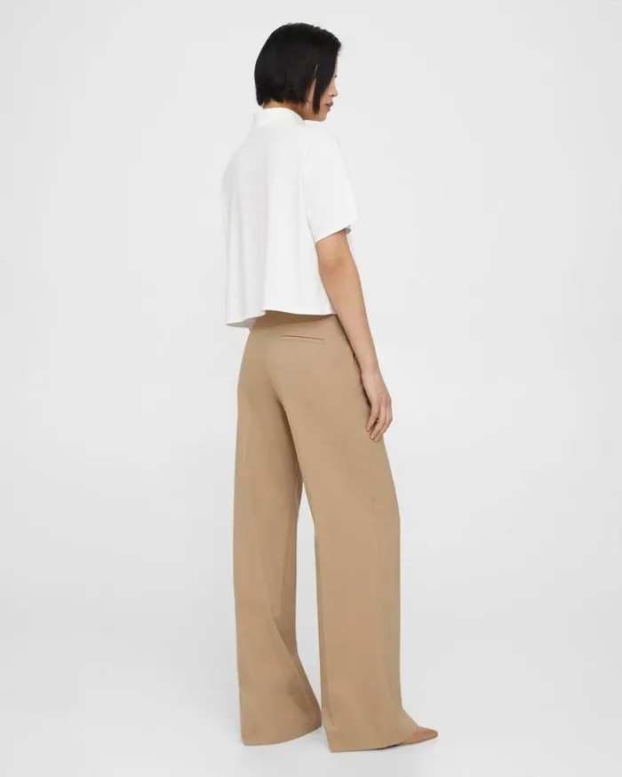 Theory WideLeg Pant In Textured Gabardine Palomino Women Pants Theory WideLeg Pant In Textured Gabardine Palomino Women Pants