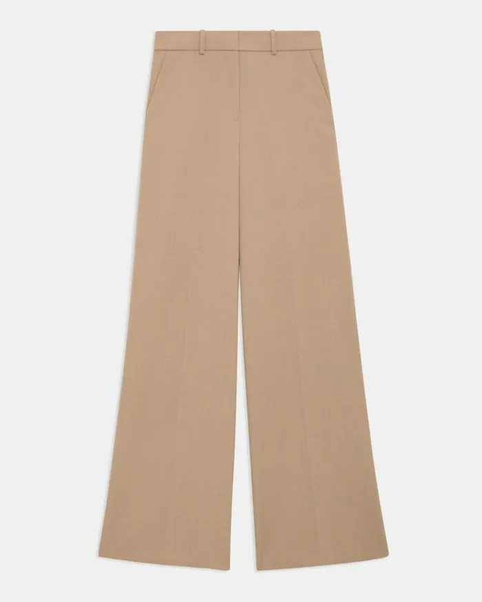 Theory WideLeg Pant In Textured Gabardine Palomino Women Pants Theory WideLeg Pant In Textured Gabardine Palomino Women Pants