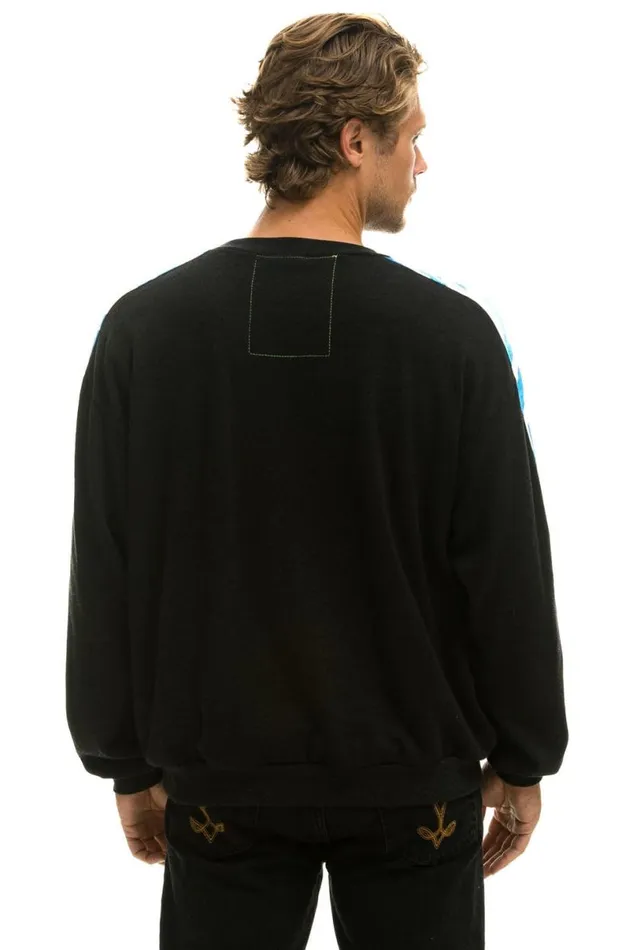 Tiger Stripe Relaxed Fit Crew Sweatshirt 8211 Black Blue Tiger WomenMen Aviator Nation Sweatshirts
